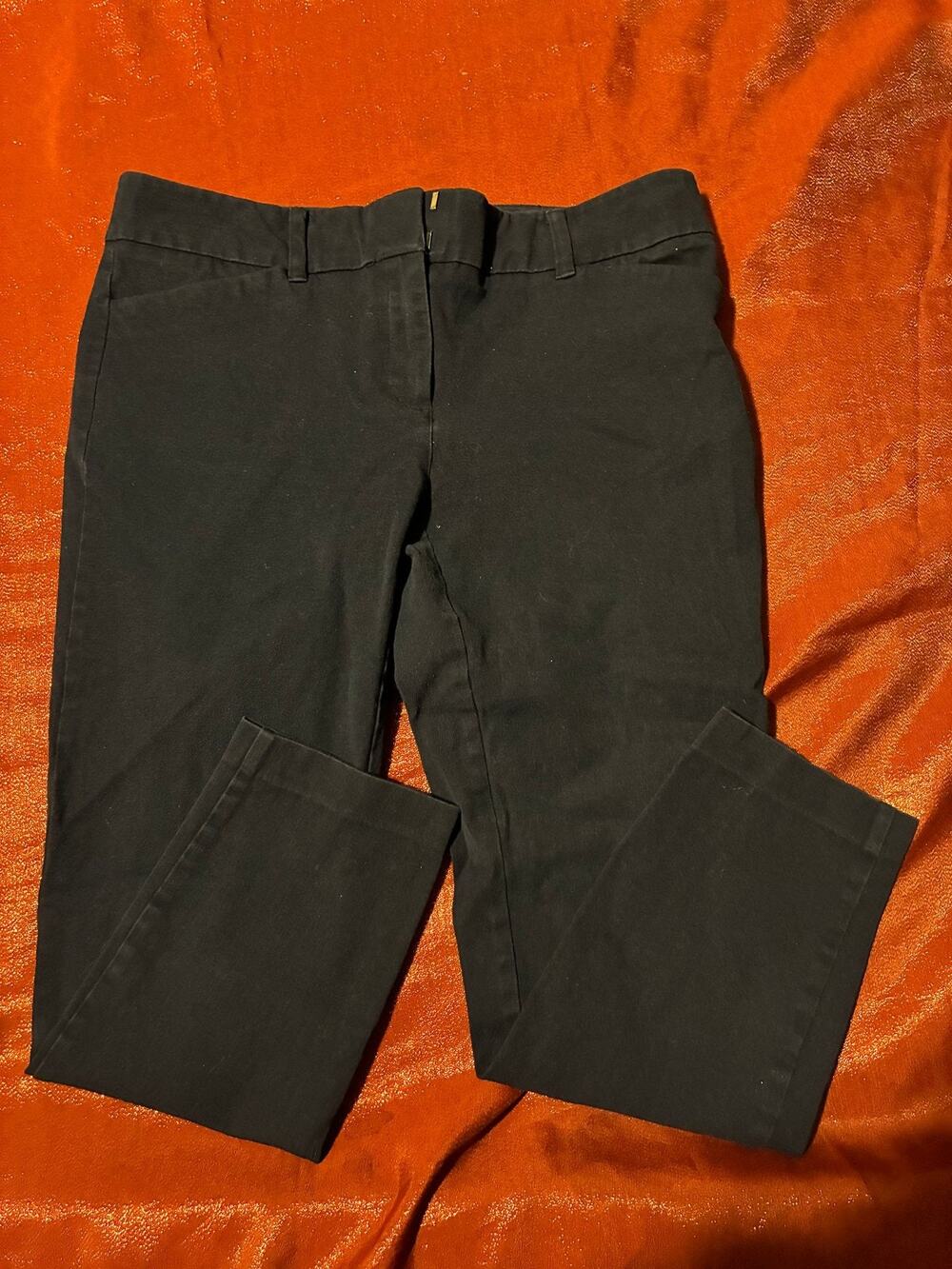 New York & Co Pants Womens 10 Black Stretch Dress Straight Office Flat Front